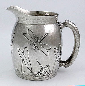 Dominick & Haff sterling pond pitcher hammered antique sterling silver
